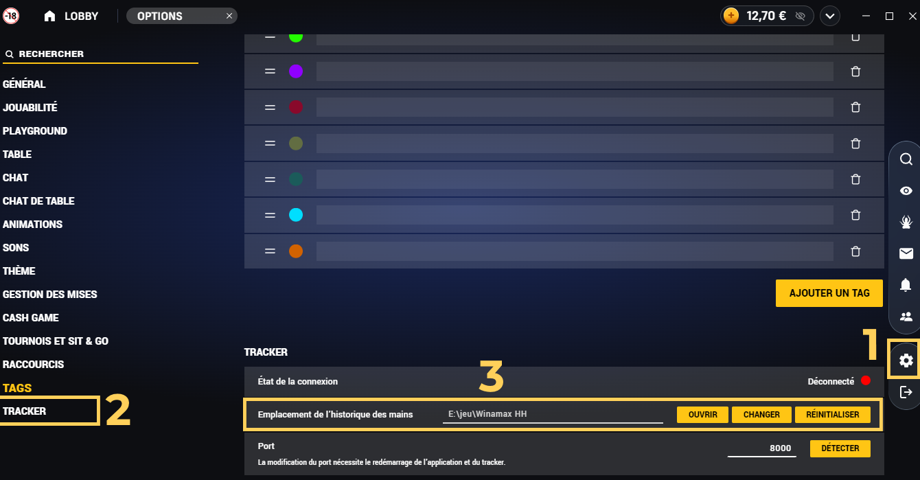 Configuration Winamax